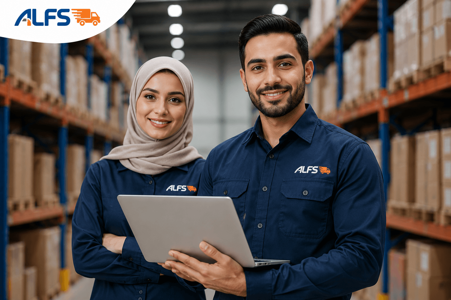 ALFS logistics team members in a warehouse environment.