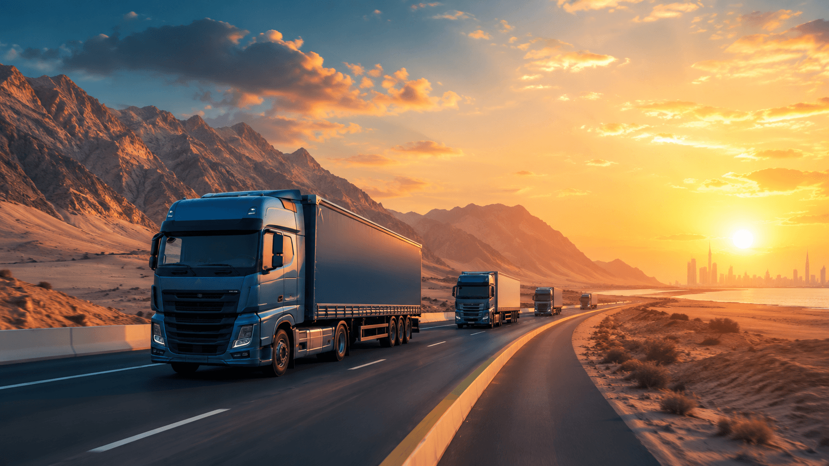 Land freight truck transporting regional cargo
