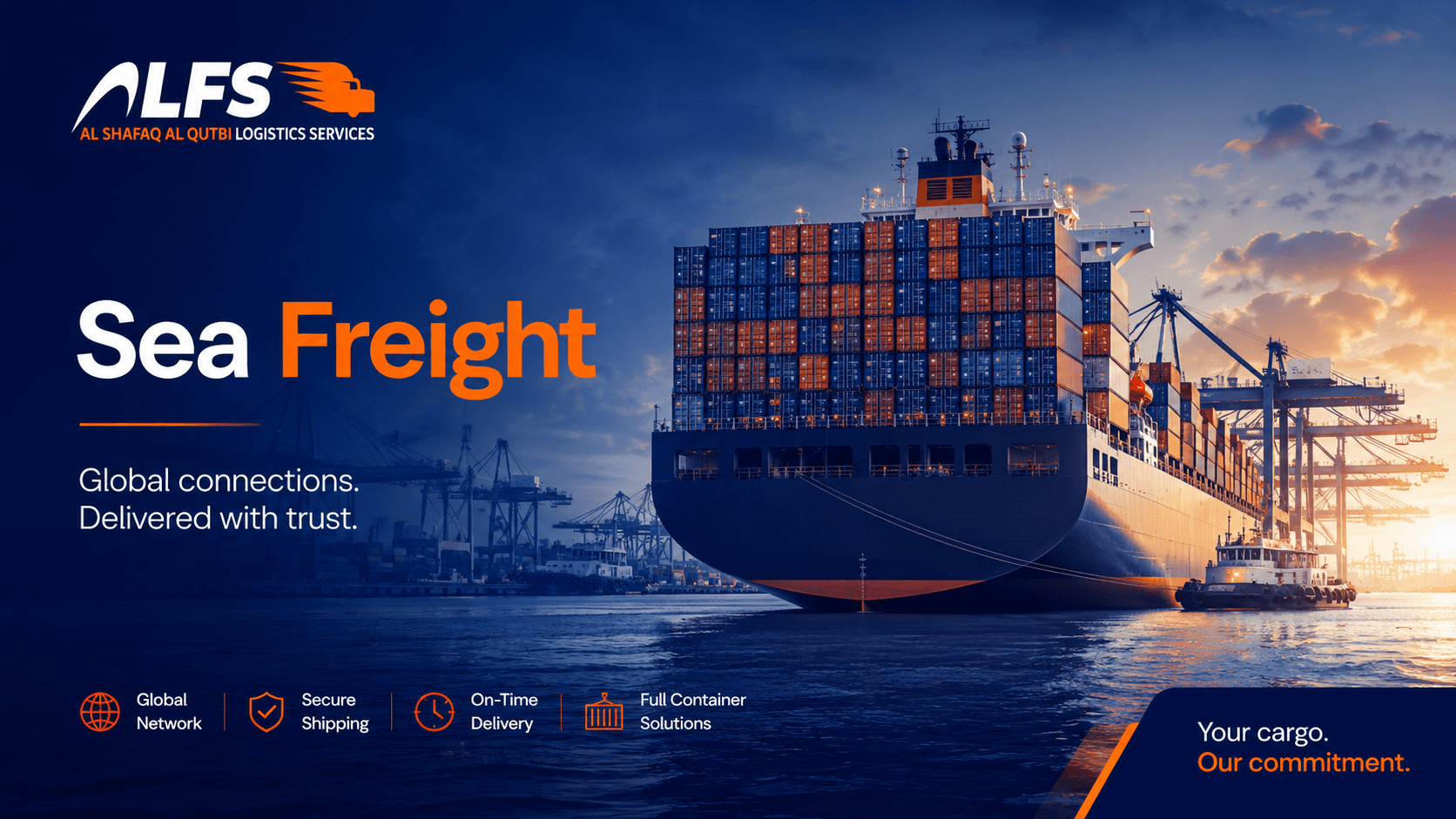 Sea freight service illustration